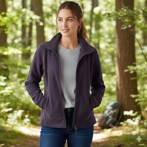 Coldwater Creek Fleece Jacket Women Small Zipper Front Long Sleeves Purple
